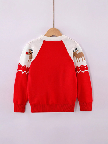 Children's Knit Sweater 2025 New Autumn/Winter Boys' Thick Christmas Reindeer Base Shirt for Girls Cross-border Children's Clothing