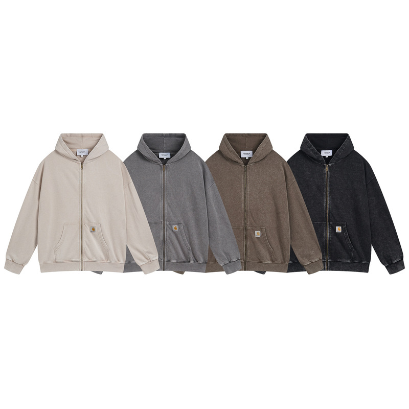 New cross-border export model Carhartt hooded washed casual sports pullover sweatshirt with zipper jacket trendy New cross-border export model Carhartt hooded washed casual sports pullover sweatshirt with zipper jacket trendy