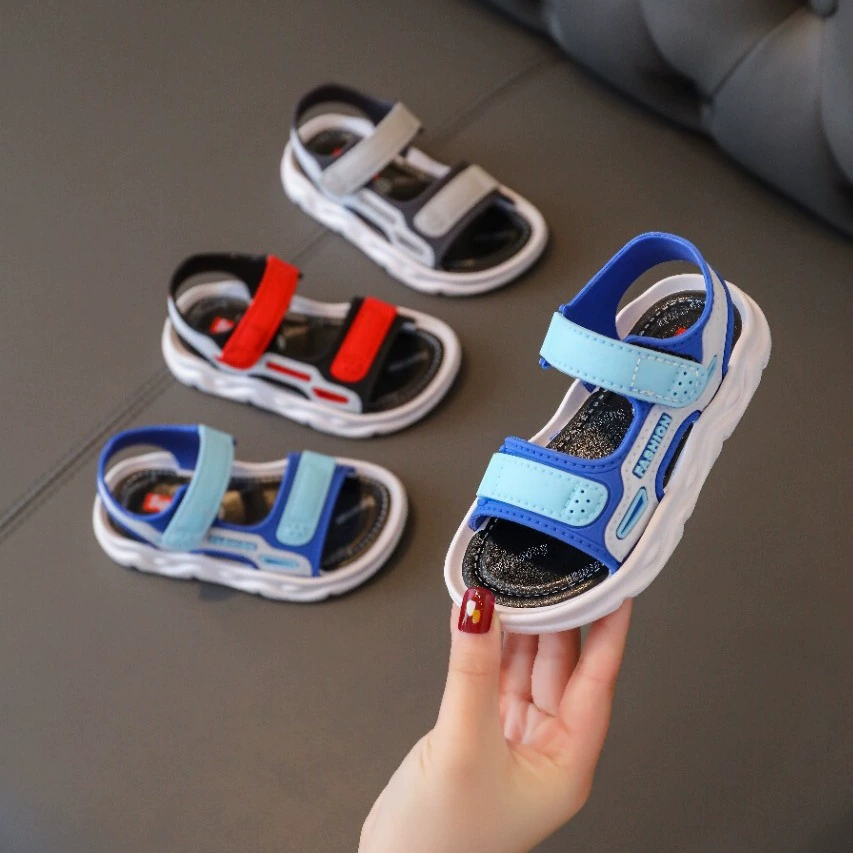 Новые детские сандалии, летние Нескользящие Детские сандалии с мягкой подошвой, сверхлегкая детская пляжная обувь на липучке оптом