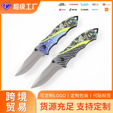 3D打印户外小刀迷彩战术军刀不锈钢随身刀具高硬度多功能折叠刀