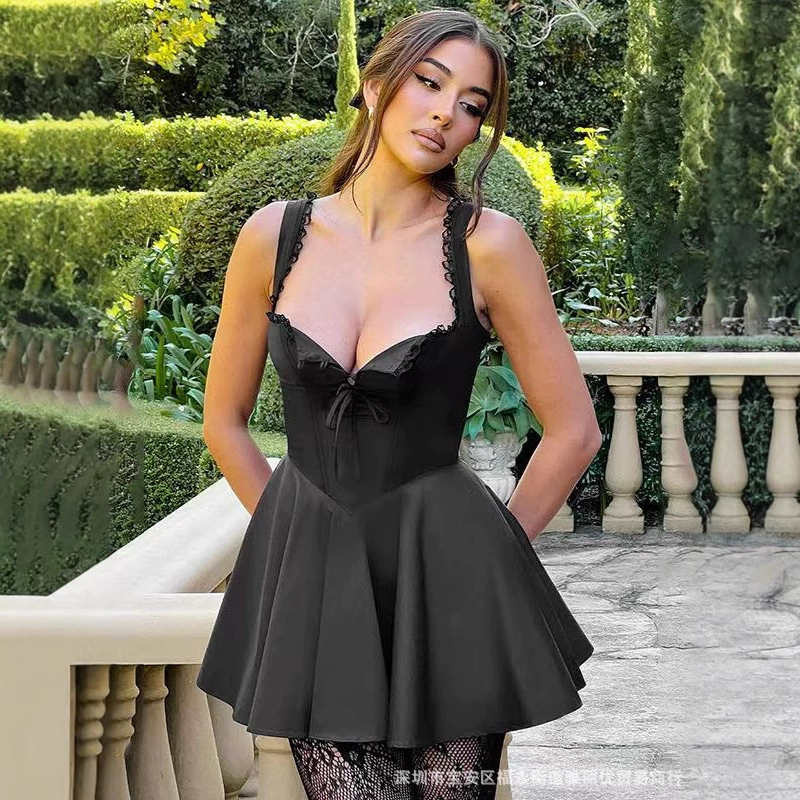 Модный бренд Xiyin 2024, весенне-летняя одежда, хвостовые товары, экспорт европейских и американских сексуальных платьев, оптовые производители, поставки из первых рук