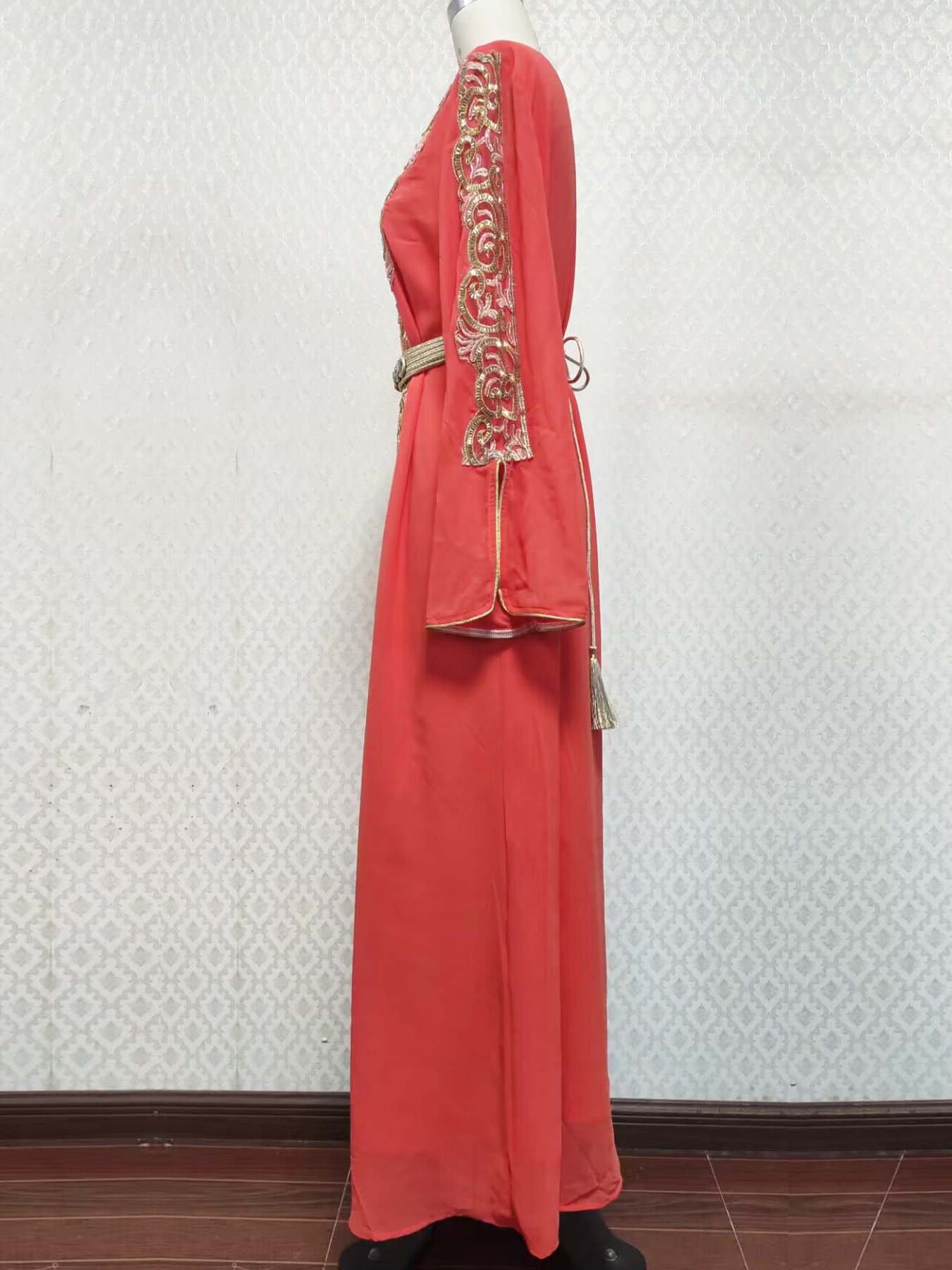 3737 Gurban Arab Dubai Foreign Trade Embroidery Appliqué Dress Muslim Party Dinner Robe