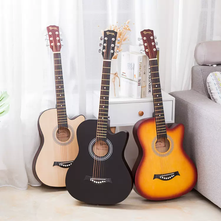 吉他批发38寸大量现货民谣木吉他初学者新手练习琴全木乐器guitar