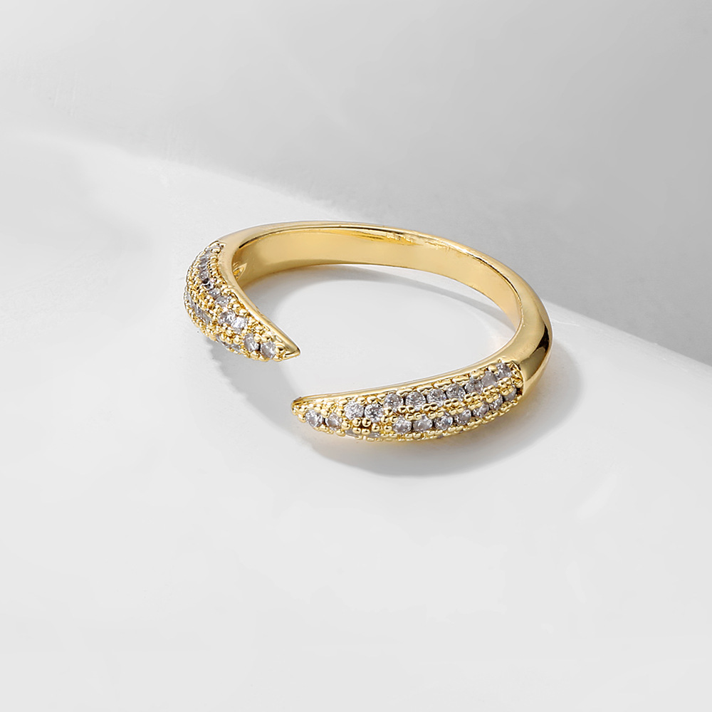 Fashion Solid Color Copper Inlay Zircon Open Ring 1 Piece