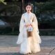 Xianqi girls Hanfu 2025 spring new children Wei Jin wind creamy-white Hanfu ancient costume performance dress