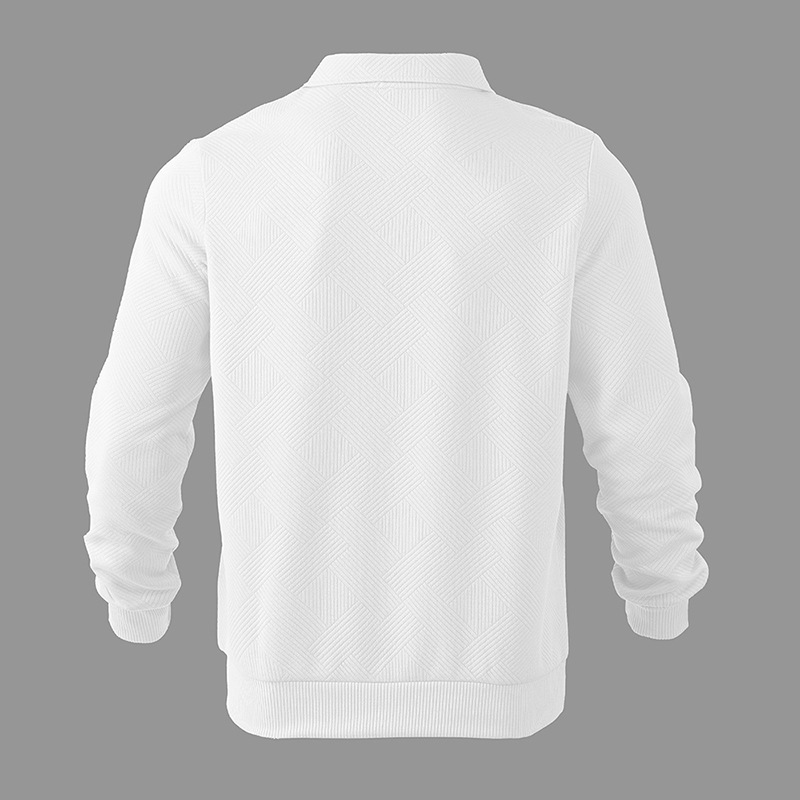 Men's Half-zip Jacquard Polo Sweatshirt With Turn-down Collar_voghion.com