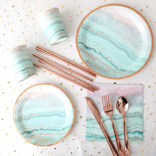 Disposable Bronzing Paper Plate Rose Gold 7 Inch 9 Inch Disc Children's Birthday Party Supplies Decorative Picnic Plate