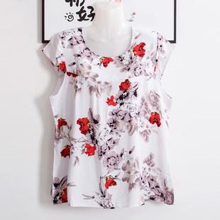Middle-Aged and Elderly Women's Cotton Silk Short-Sleeved Tops, Large Size Loose Mother's Clothing, Artificial Cotton T-Shirts, Summer Vests for the Elderly