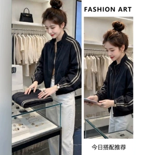 罗粉小众面料设计师品牌气质宽松通勤侧边线条夹克薄外套秋季新款