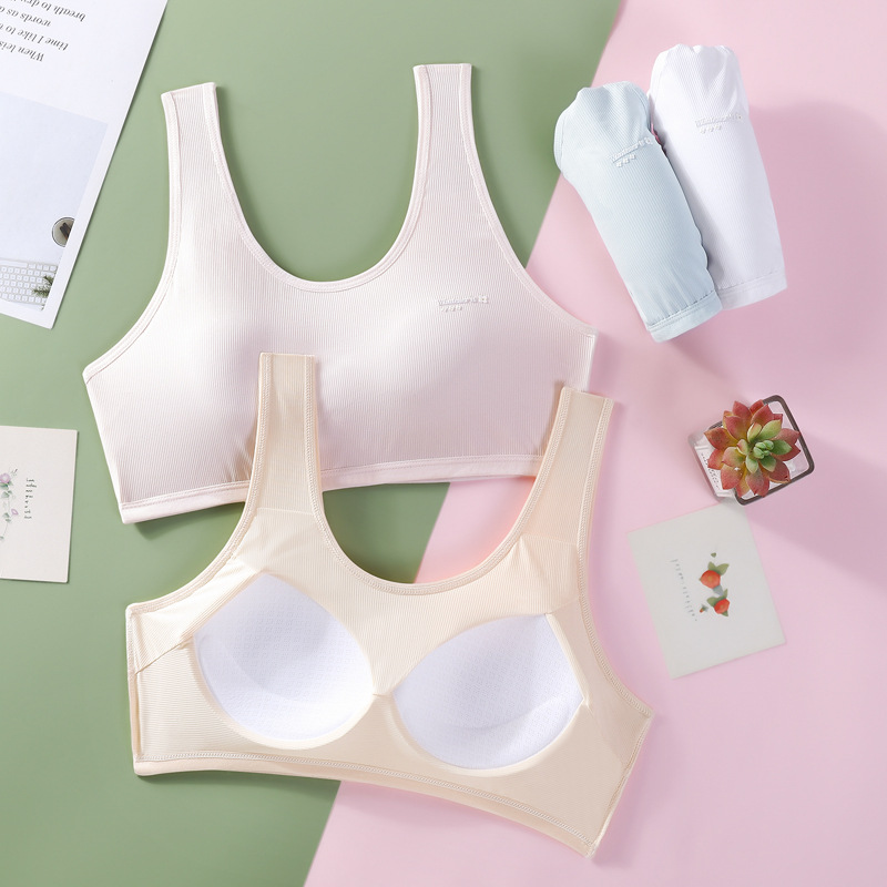 Girls extra large development period underwear fixed Cup Thin Ice Silk fat girl underwear junior high school students tube top
