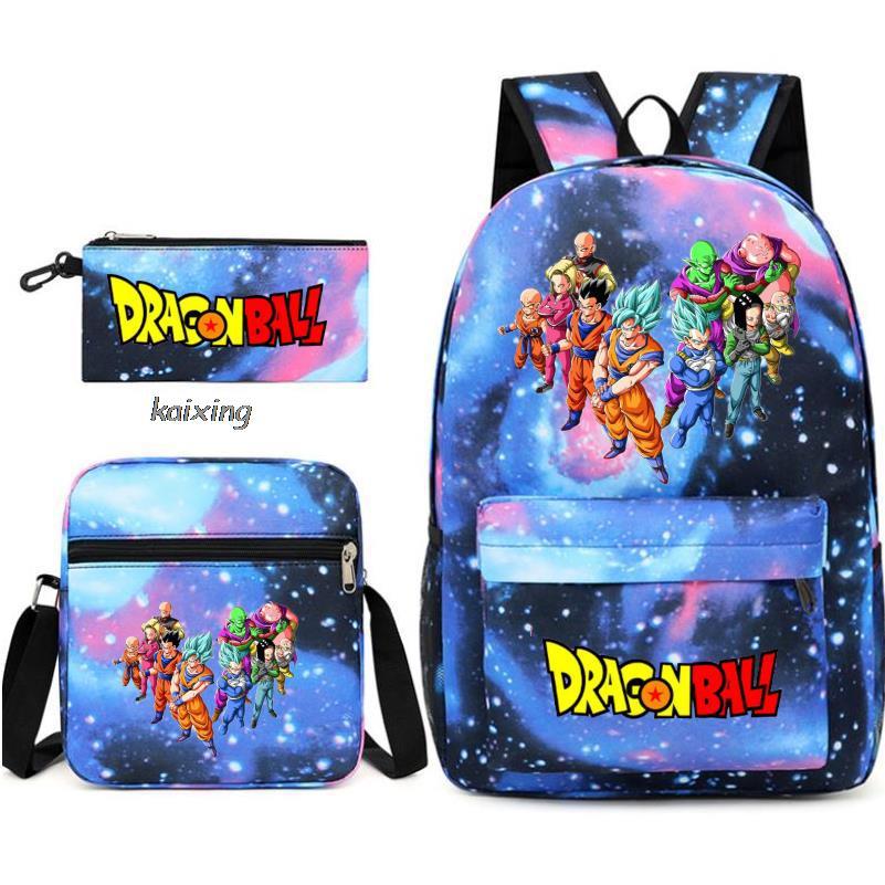 Juventud Dragon Ball mochila estudiante bolsa de hombro bolsa de viaje conjunto de 3 piezas