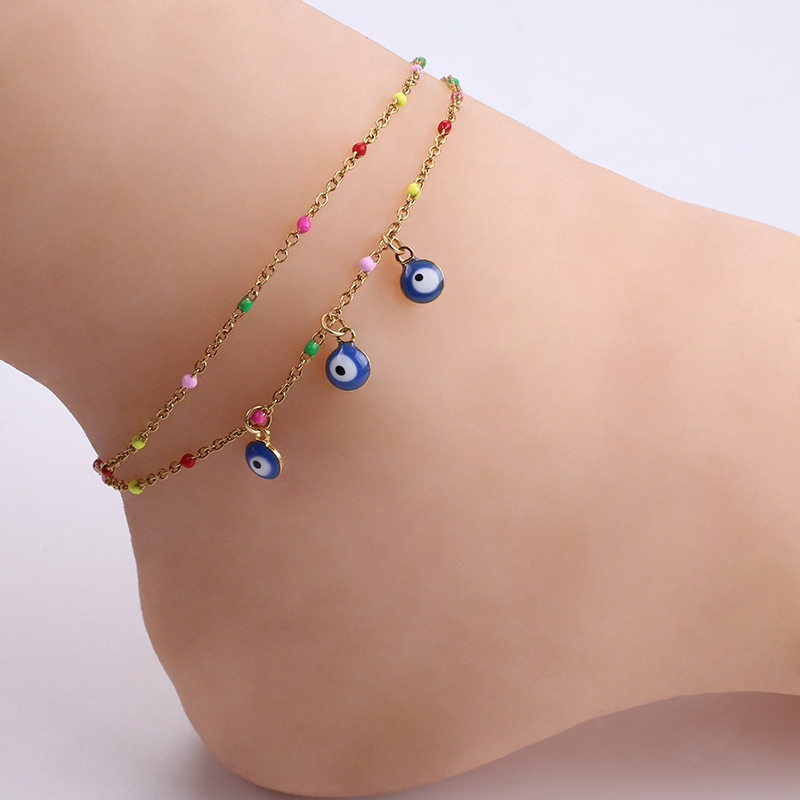 Women'S Gender Retro Devil's Eye Stainless Steel Wholesale Anklet