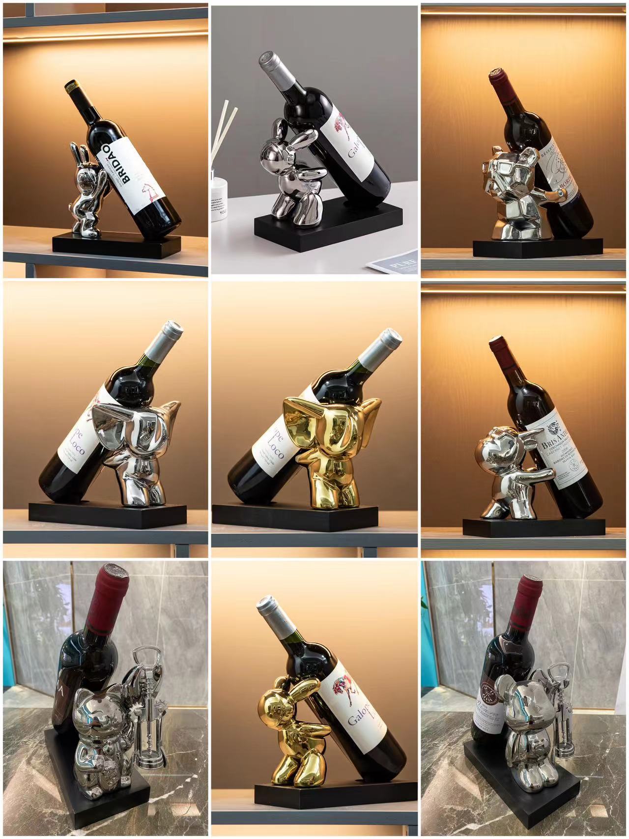 创意暴力熊红酒架酒柜装饰品摆件轻奢高档家居客厅玄关餐边柜摆设