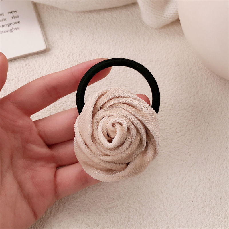 Nuevo estilo coreano de otoño y invierno de seda minimalista flores de cabello anillo de cabello cuerdas de cabello flores de cola de caballo cuerdas de cabello mujeres