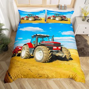 Cross-border children's tractor digital printing duvet cover bedroom guest room bedding decoration factory direct sales