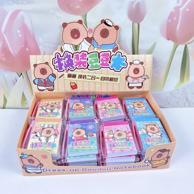 新しいホット販売サンリオドレスアップビーンブッククリエイティブ DIY カピバラ絵画ドレスアップツーインワンポケットブック|undefined