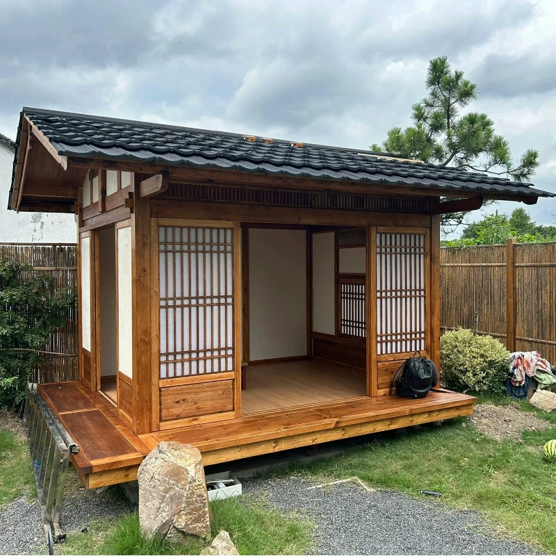 Чистый красный деревянный дом на открытом воздухе антикоррозионная деревянная вилла в японском стиле павильон чайная комната