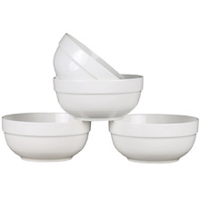 Y0EZ批发4个陶瓷面碗家用饭馆酒店简约纯白6英寸面碗圆形护边碗微