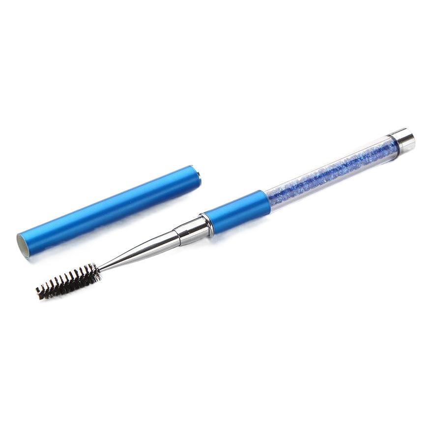 Nuevo estilo rhinestone ojo pestañas cepillo portátil rhinestone varilla con tapa espiral pestañas peine cepillo de uñas 10 colores opcionales