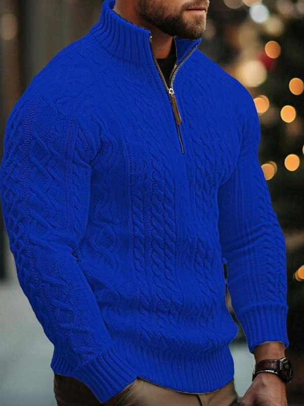 Invierno nuevo hombre camiseta de punto medio chaqueta cremallera de color sólido engrosado comercio exterior transfronterizo suéter hombre