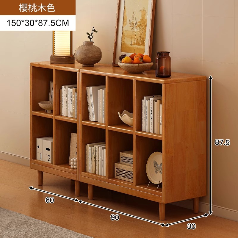 Estantería de madera maciza, cajones de piso a techo, armarios de sala de estar, armarios de rejilla combinados contra la pared, estantes de almacenamiento, estanterías cortas integradas