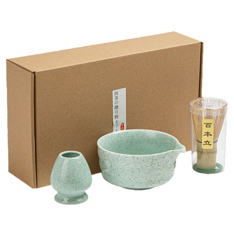 Tazón de matcha de estilo japonés, juego de matcha de cerámica, té de bambú, cepillo de matcha, caja de regalo de ceremonia del té de la dinastía Song de Baibenli