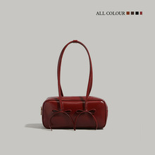 高级感蝴蝶结保龄球包女2025女式新款潮红色新娘婚包单肩腋下包