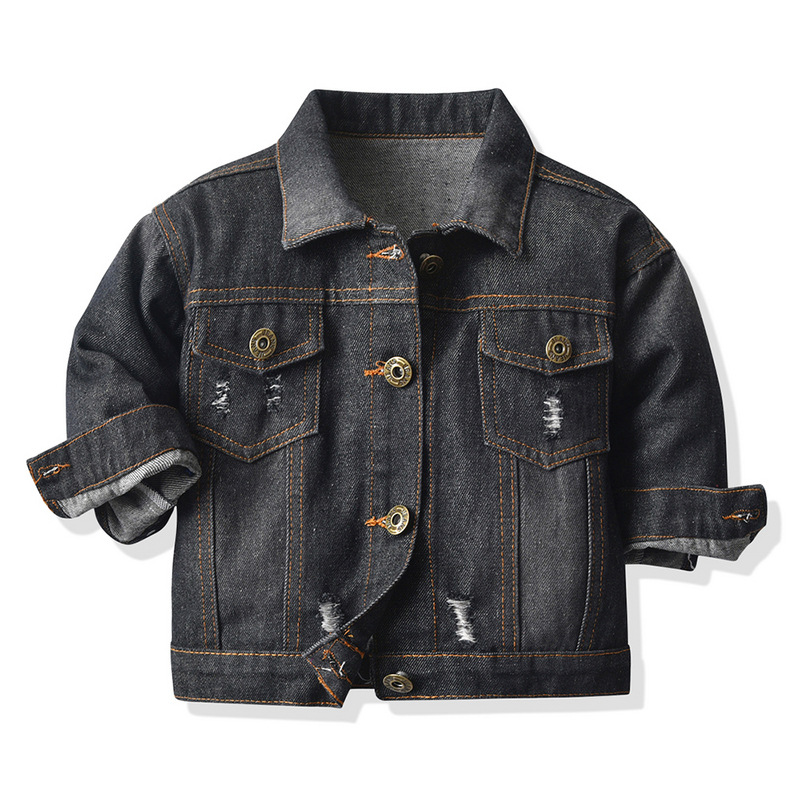 Chaqueta de mezclilla para niños coreanos otoño e invierno moda abanico cremallera de manga larga con capucha vaquero falso de dos piezas Denim coat