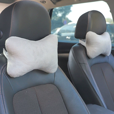 Headrest: Car Backrest Pillow, Car Seat - grey-headrest-1-pair