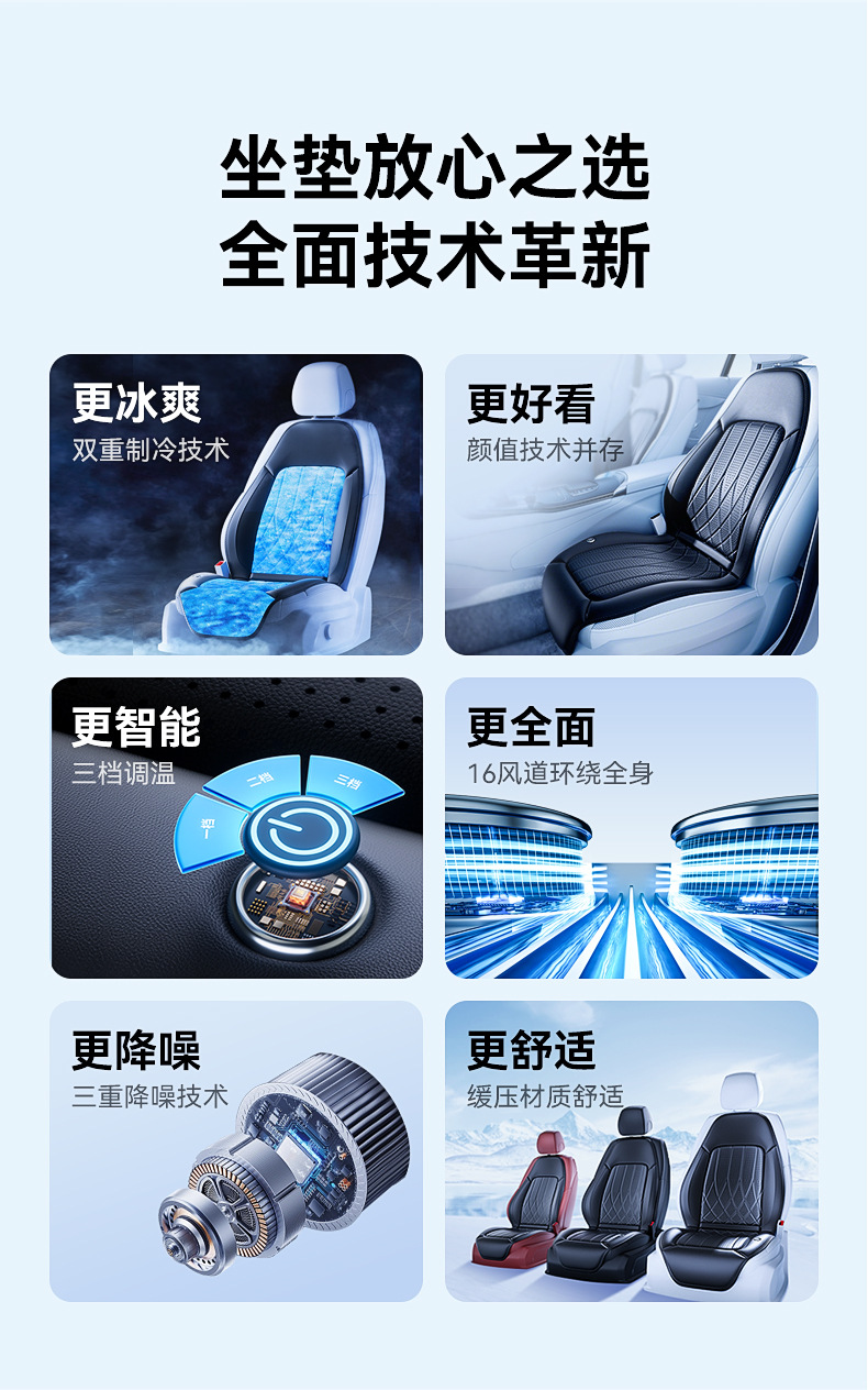 Summer Car Ventilated Seat Cushion Refrigeration Seat Cushion Summer Cold Air Breathable Cooling Pad Truck Backrest with Fan