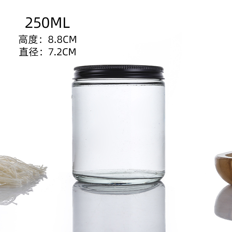 250ml taza de vela de vidrio marrón aromaterapia diy taza vacía con tapa botella de vela de vidrio transparente candelero fragancia taza vacía