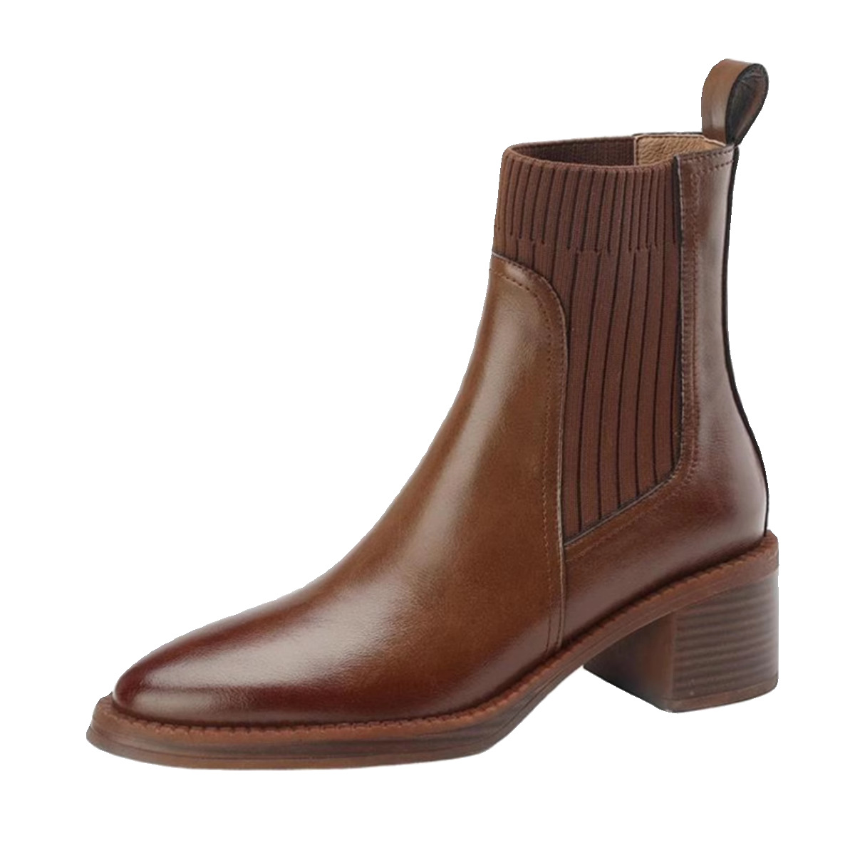 英倫風の本皮の靴の子供の秋冬の新型のやせている靴下の靴はショートブーツの太さと中と弾力のマーティンの靴を合わせます。