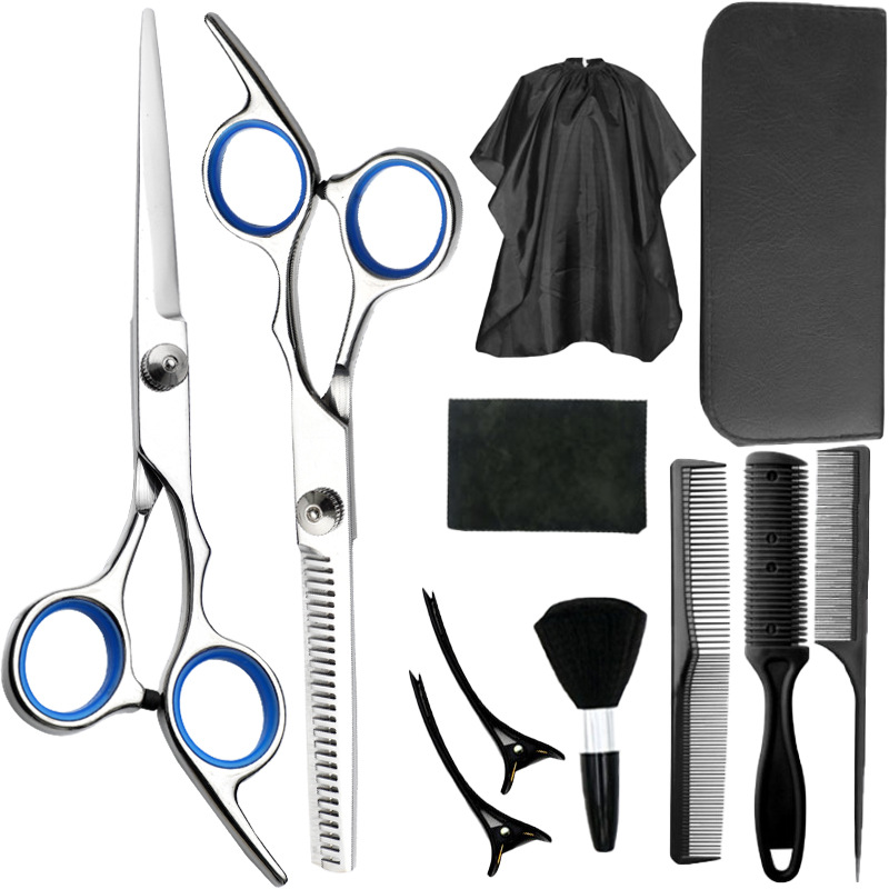 Fábrica al por mayor de 4 pulgadas tijeras de corte de pelo de acero inoxidable tijeras de corte de pelo profesional tijeras de corte de dientes maestra set tijeras planas