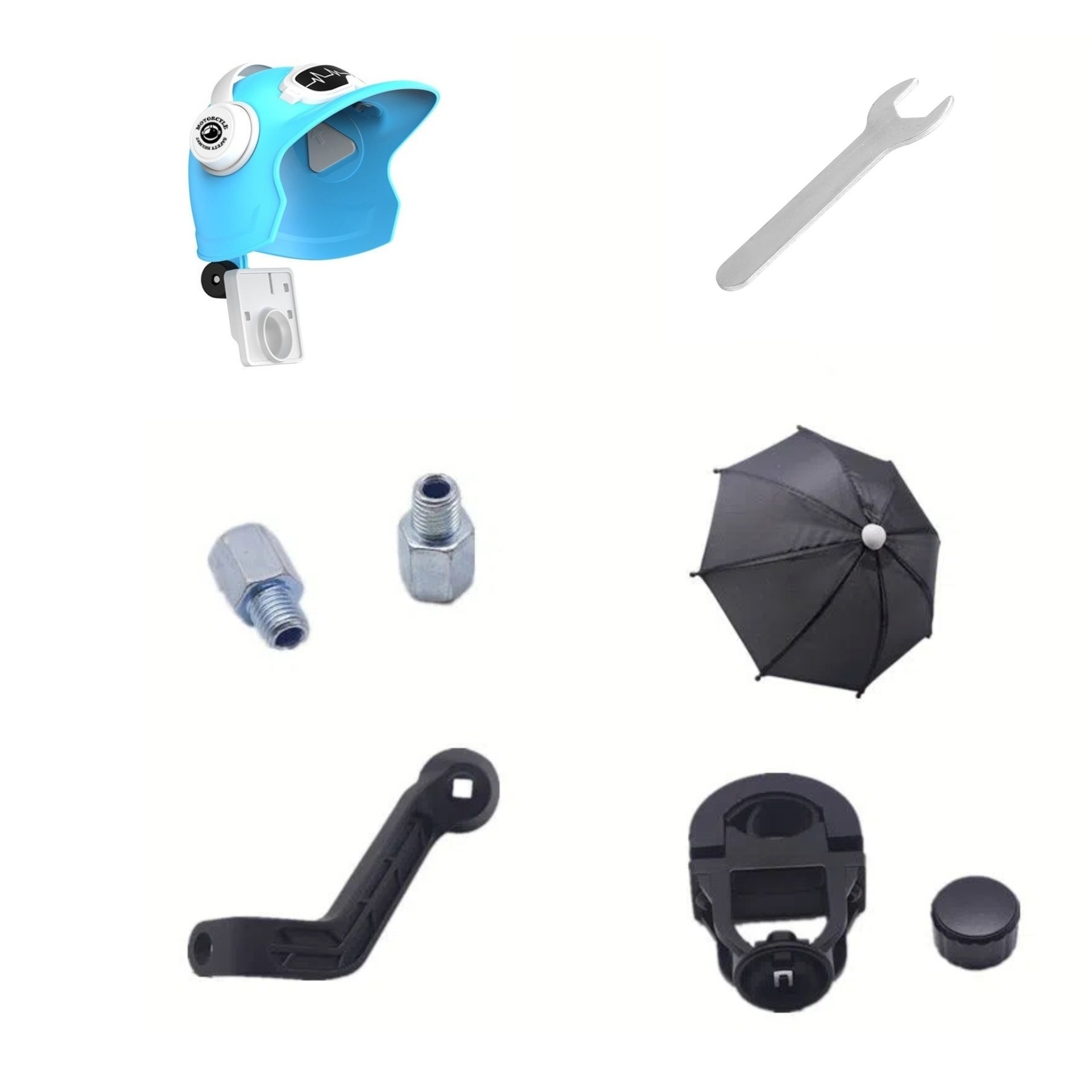 Electric Vehicle Mobile Phone Navigation Bracket Small Helmet Rainproof Sunshade Artifact Small Umbrella Aluminum Alloy Pole Accessories Portable