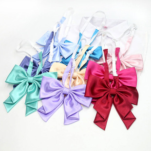 JK Bow Tie Women's Solid Color Bright Face Pointed Collar Flower Student Uniform Ssailor Suit Big Bow Accessories