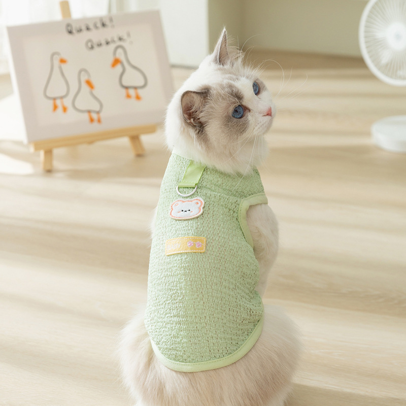 Gato sin pelo de primavera y verano, perro pequeño y mediano transpirable, chaleco para gatos, peluche, oso, gato, ropa para mascotas