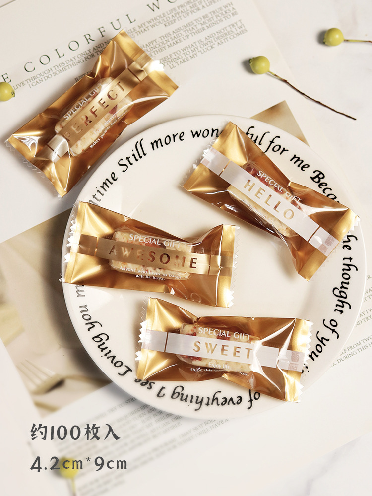 Año Nuevo en línea engrosado mano sal de mar almendras toffee bolsas horneadas nougat café dulces bolsas selladas