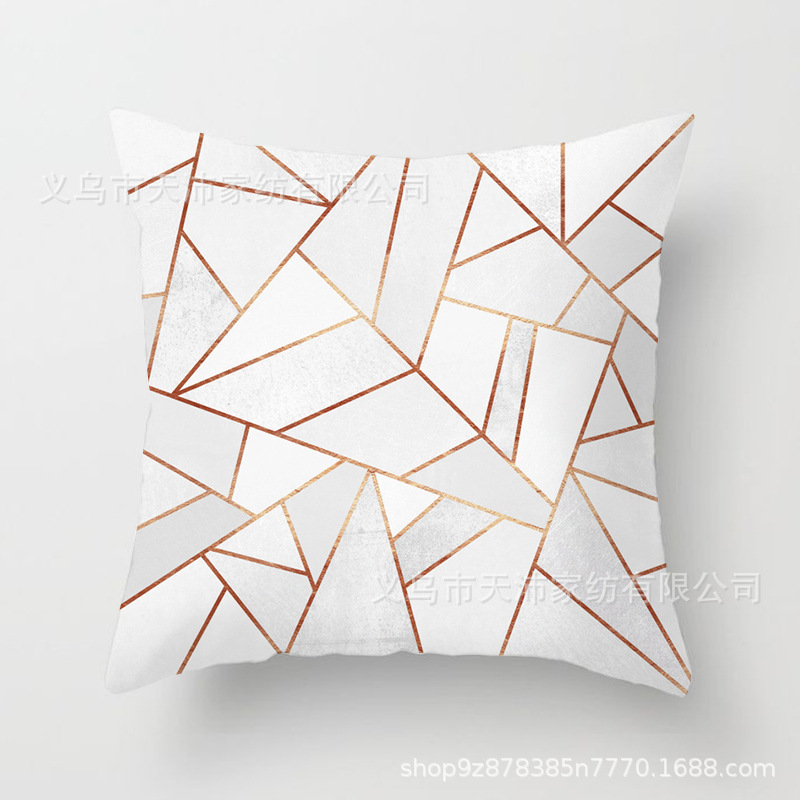 Funda de almohada personalizada con logotipo corporativo, funda de cojín geométrica de Amazon, terciopelo piel de melocotón, cojín para sofá de sala de estar, moderno y minimalista