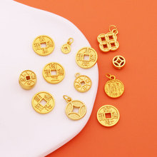 DIY五帝铜钱饰品配件哑金保色五路财神手工手链项链配件挂件批发