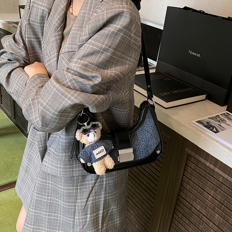 Cross-border 2025 otoño y invierno nueva moda denim bolsos debajo de la braza de la mujer texturas coreanas bolsos de hombro de viaje mochila