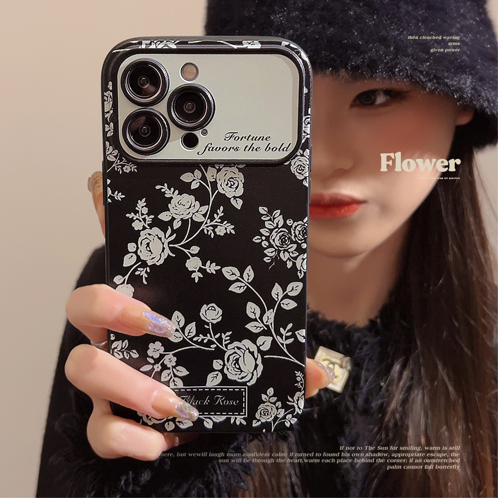 Funda para teléfono con diseño floral pequeño estilo francés, compatible con iPhone 17, Apple 16, estilo oscuro para 13 Pro Max, cobertura total para 11, 15 Huawei.