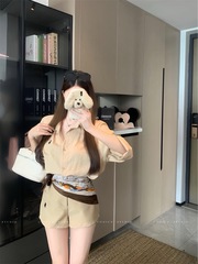 25老钱风RL拉夫卡其三件套配送丝巾+腰带高级感满满气质通勤套装