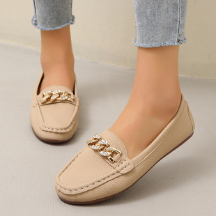 Xiaoxiang style bean shoes women's 2024 spring and autumn new Korean style round toe low mouth low heel flat comfortable casual shoes