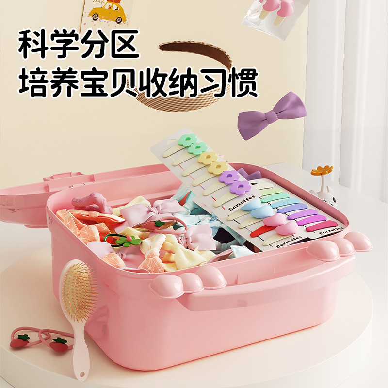 兒童髮飾頭飾橡皮筋手提大容量收納盒2024新款女生咕卡手賬收納箱 4