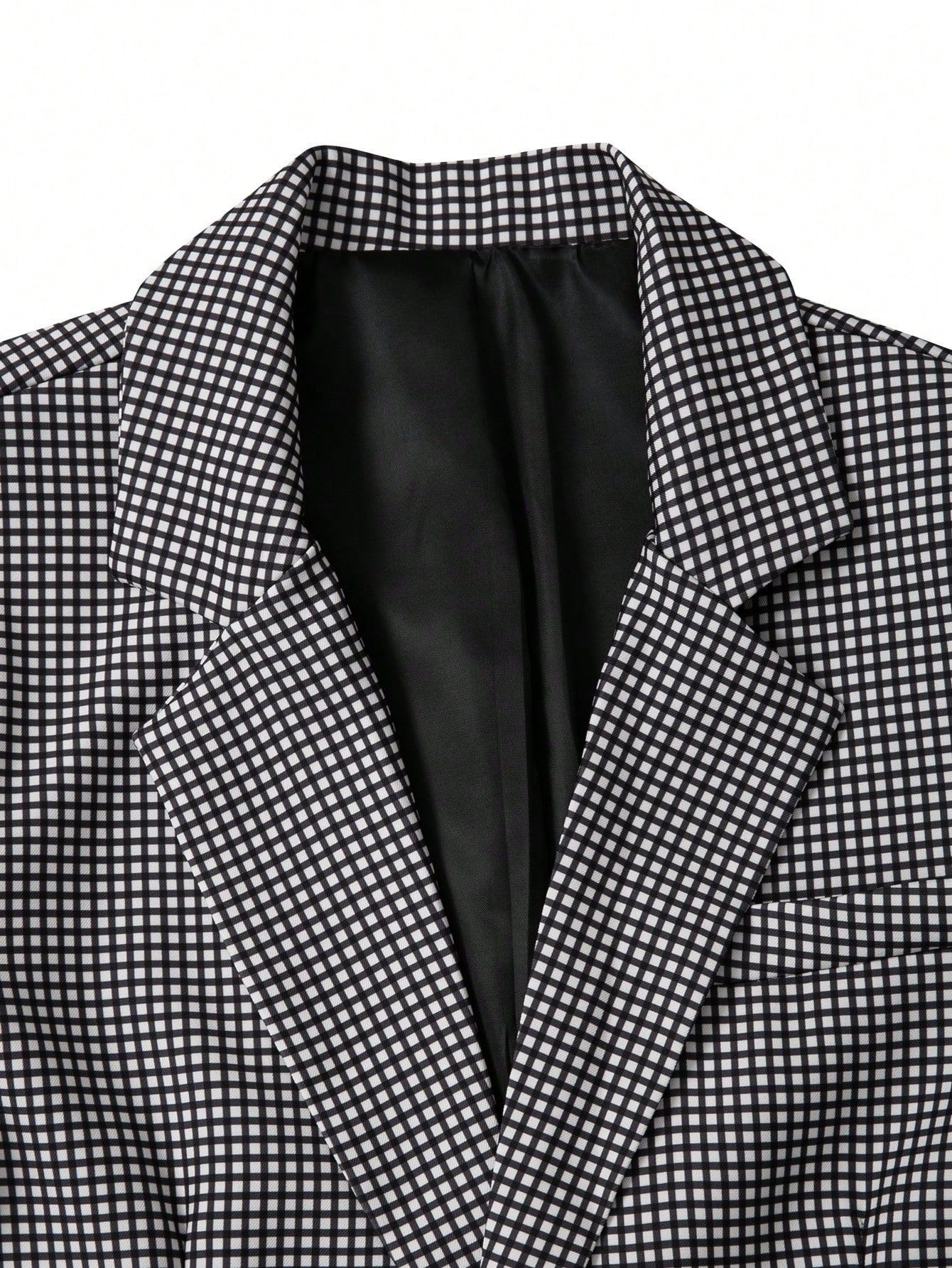 Herren Anzug Kariert Slim Fit Für Business Dinner Und Freizeit_voghion.com