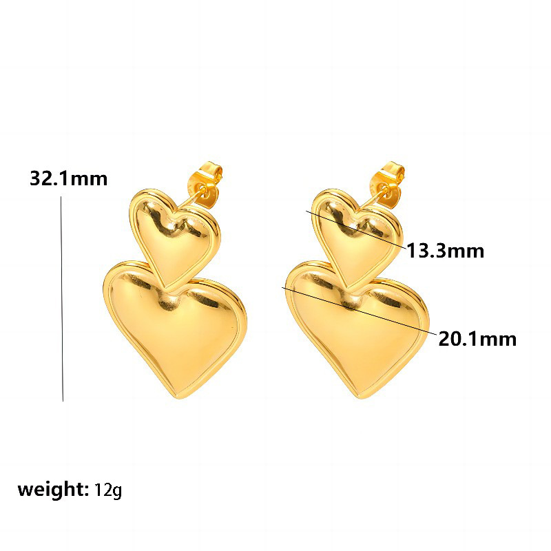 1 Pair Elegant Sweet Heart Shape Titanium Steel Drop Earrings display picture 6