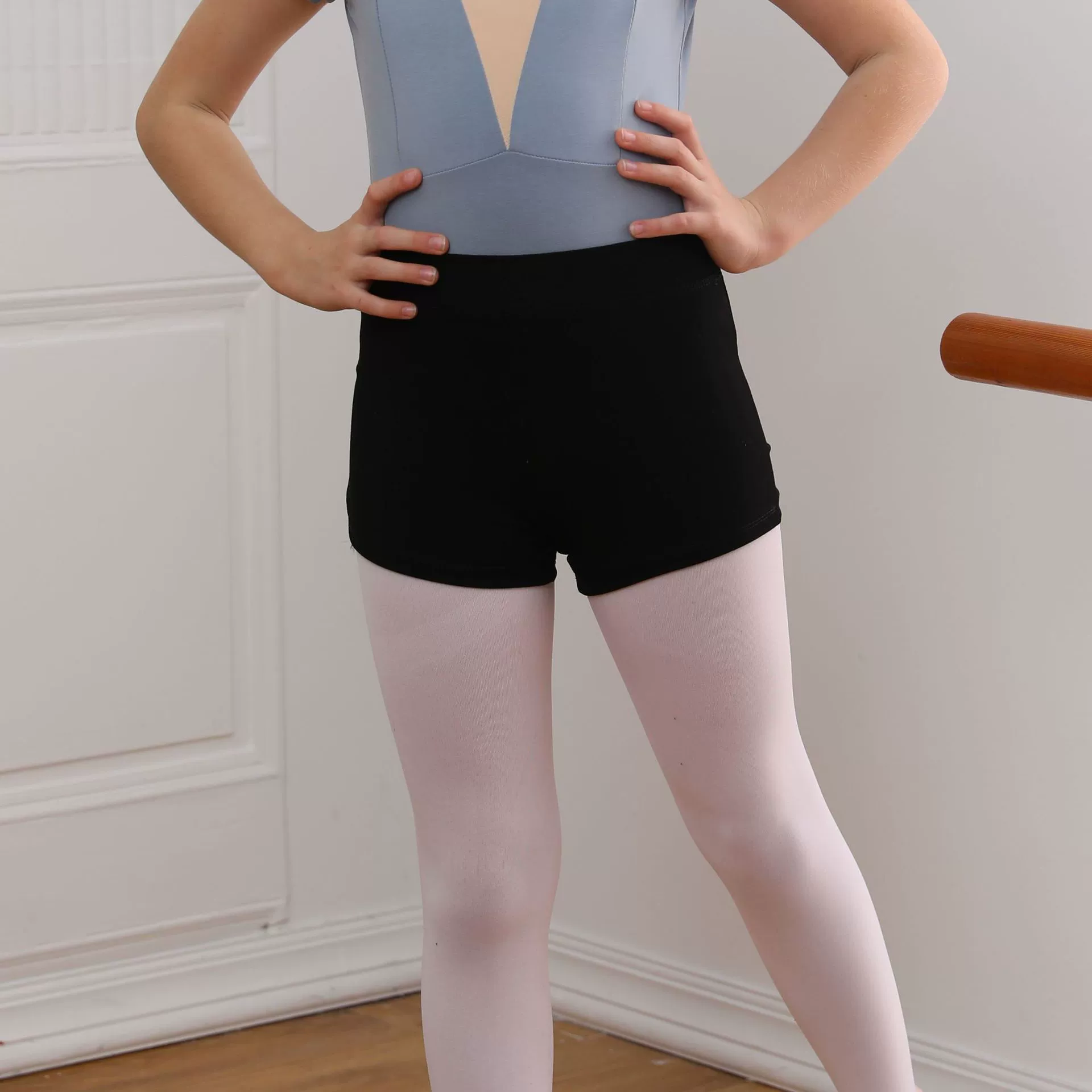 Children's shorts, black classic trousers, overall, tight