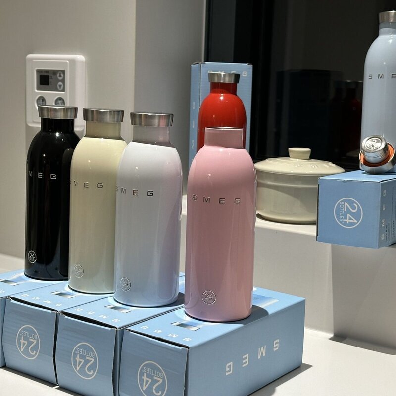 Smeg Tumbler 24 Bottles Co-Branded Stainless Steel Small-Mouth Thermos Cup 500ml Large Capacity Light Luxury