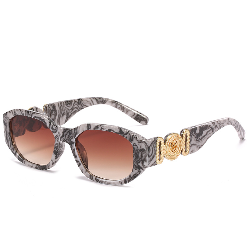 2021 new small box sunglasses European and American trend head with polygonal glasses personalized pattern sunglasses