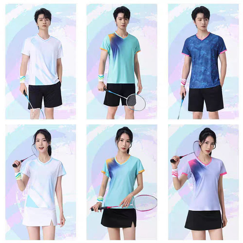 Breathable Badminton Suit for Men and Women, Sports Competition Training Clothes, Quick-Drying Running and Skipping Rope Short-Sleeved Tops, Table Tennis